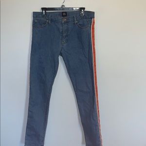 Mens Urban Outfitters Skinny Stretch Jeans Stripe